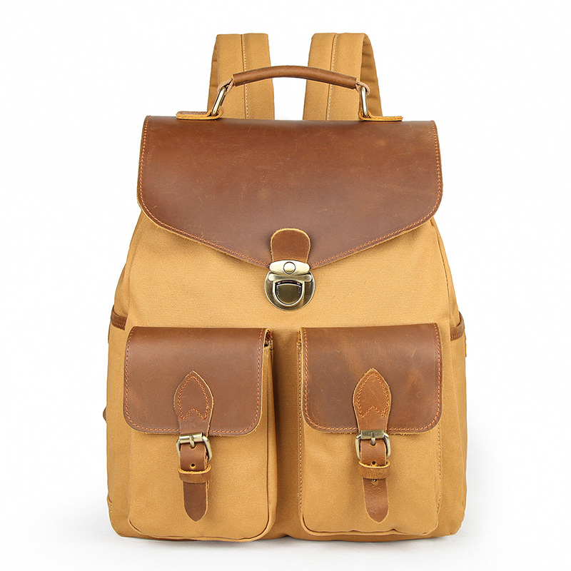 七色棉男士休闲双肩背包男户外包旅行双肩背包跨境电商帆布背包